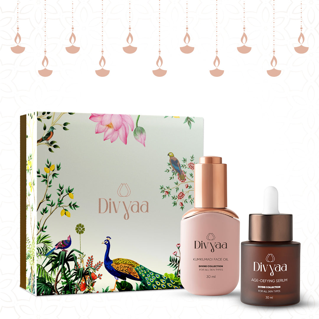 The Divyaa Experience Box | Skincare Essential Gifting Box with  Age Defying Serum & Kumkumadi oil.